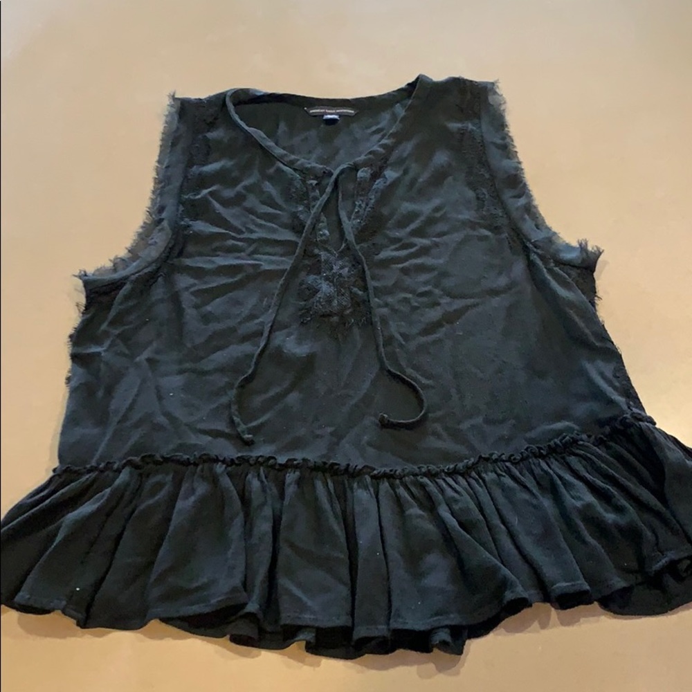 Black lace peplum tank